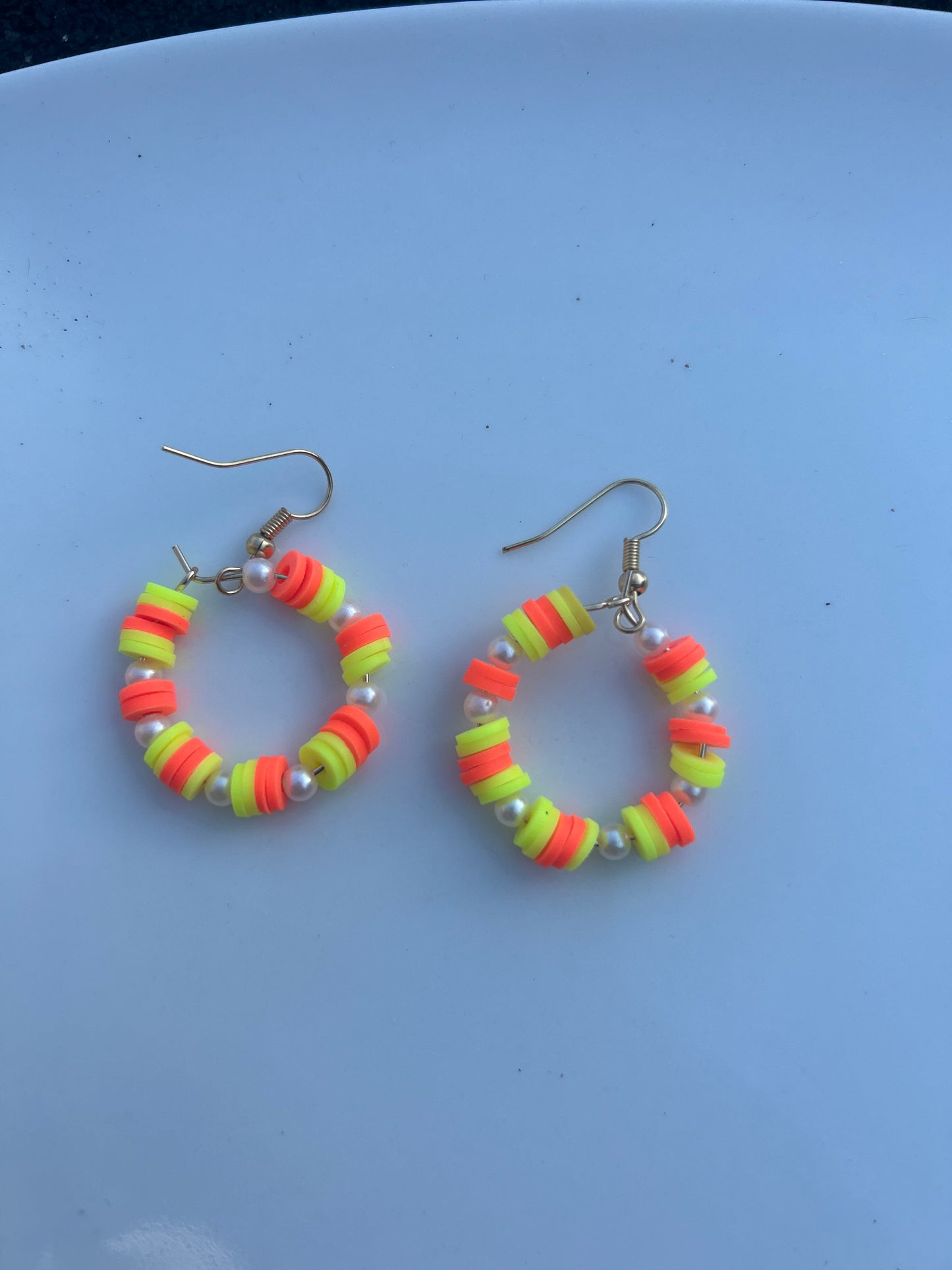 Clay bead Hoop earrings