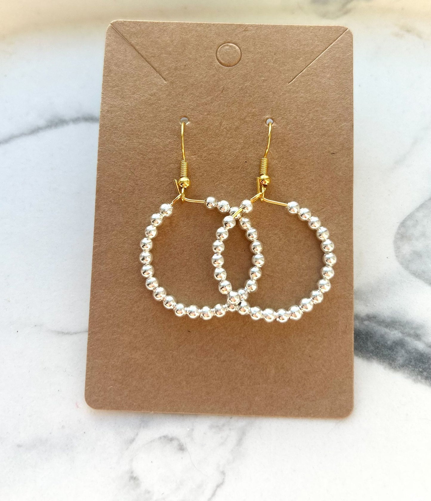 Elegant Silver Hoop Beaded Earrings