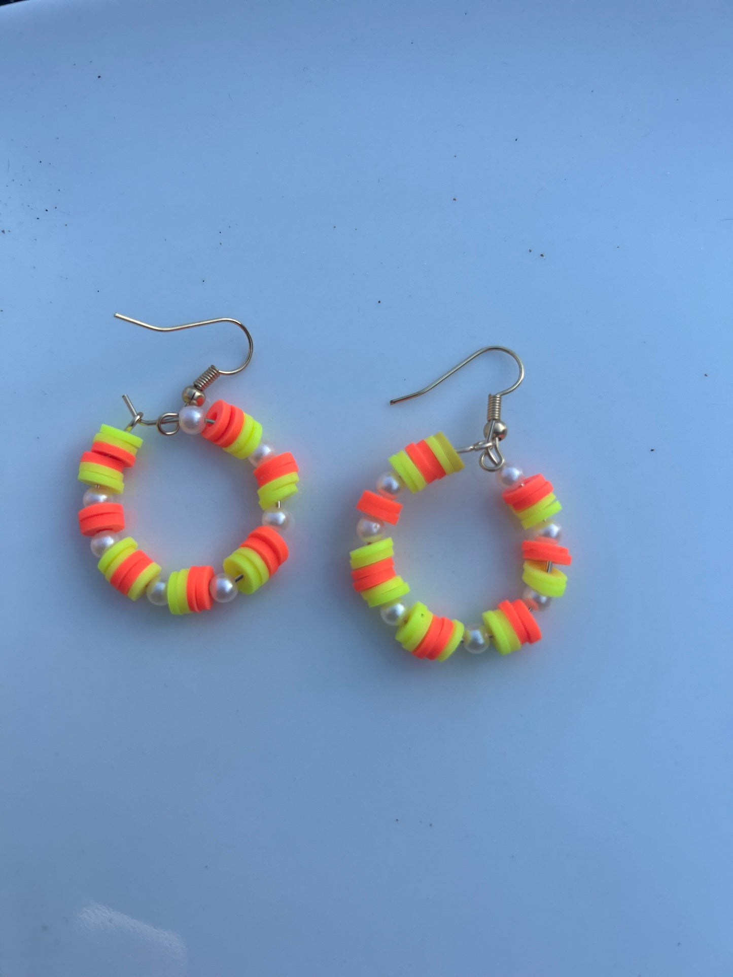 Clay bead Hoop earrings