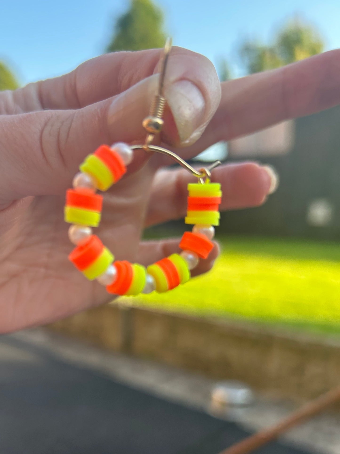 Clay bead Hoop earrings