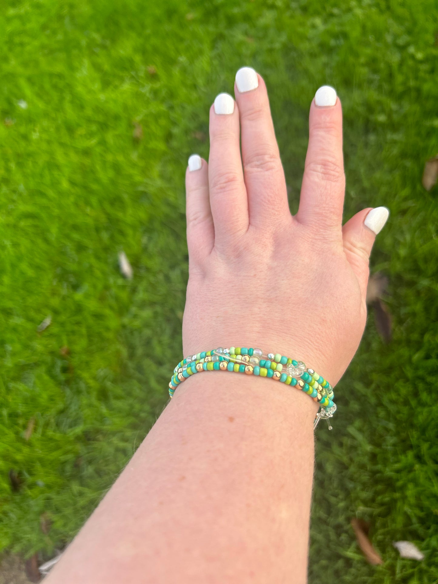 Green beaded Bracelet handmade