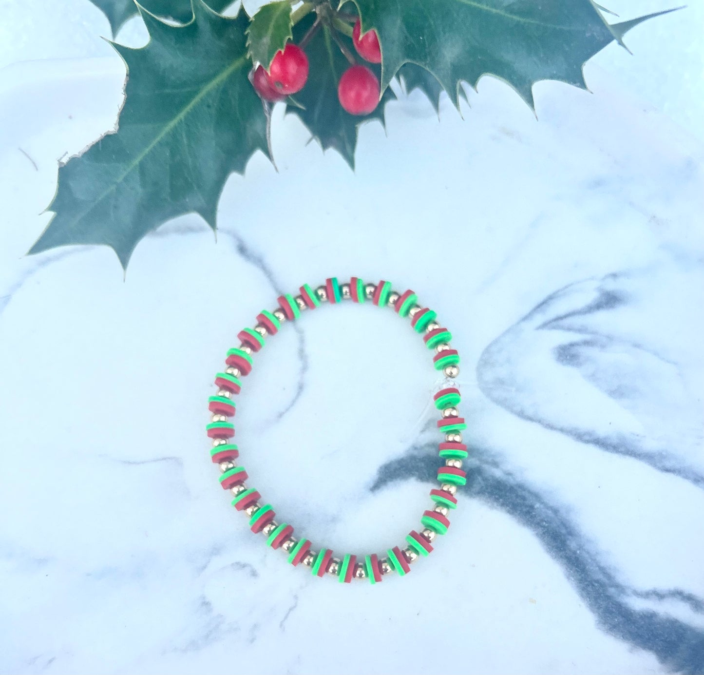 Christmas Red and Green gold bracelet