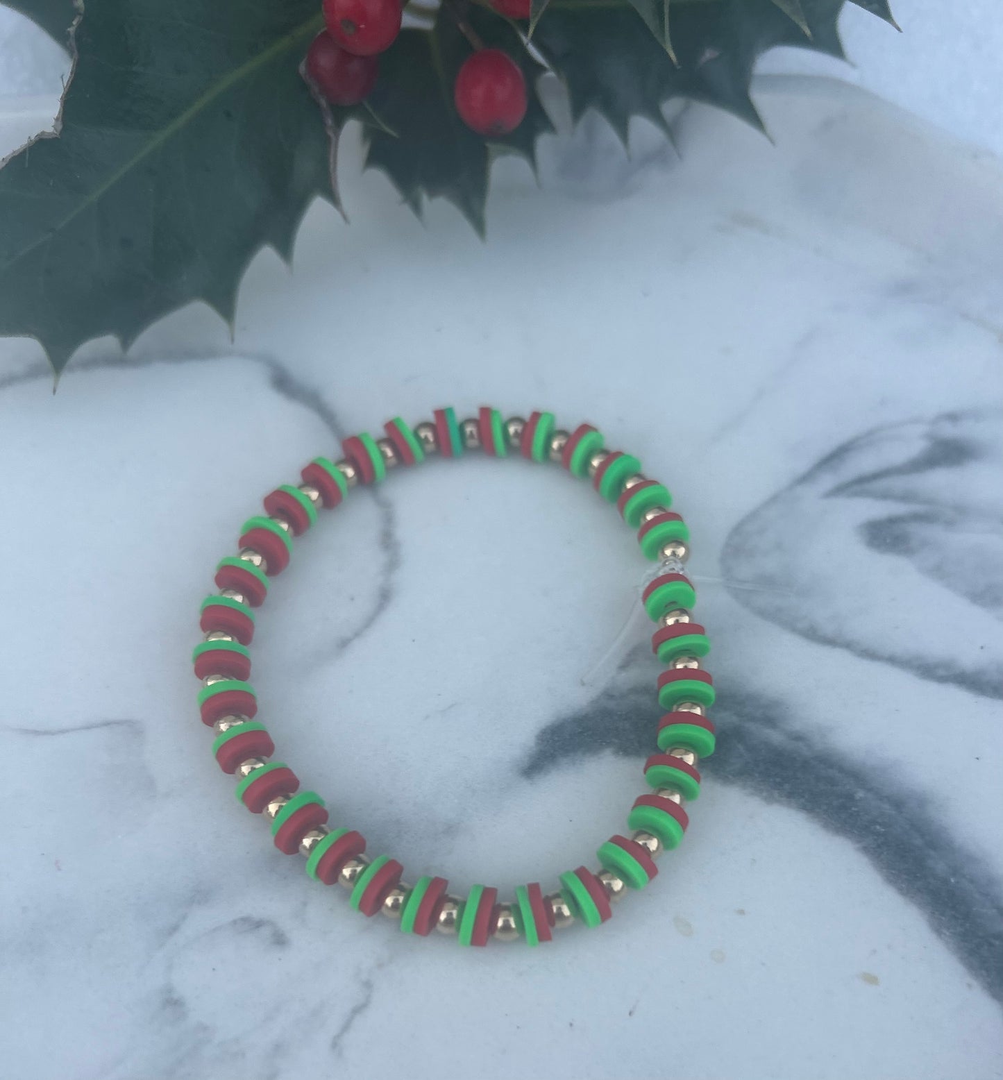 Christmas Red and Green gold bracelet