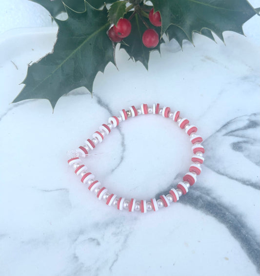 Festive red and white Christmas Bracelet